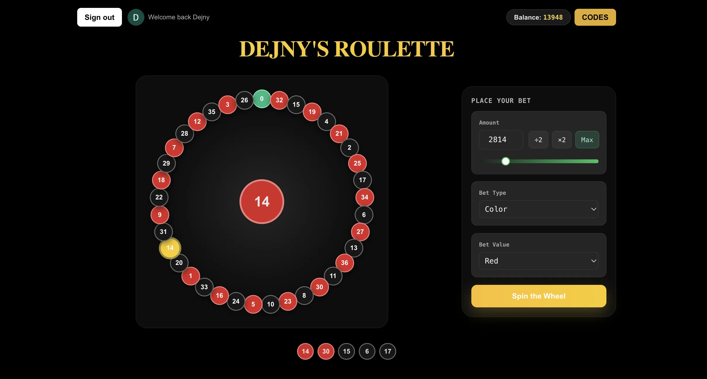 Roulette cover
